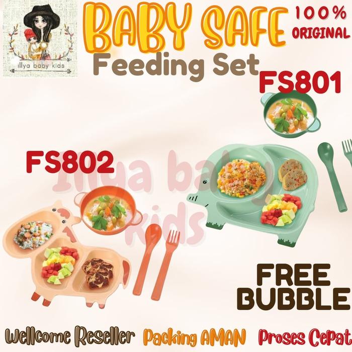 Gambar Baby Safe Feeding Set Giraffe FS802 FS801  Tempat Makan Set - FS802 Orange dari ILLYA BABY KIDS undefined Tokopedia