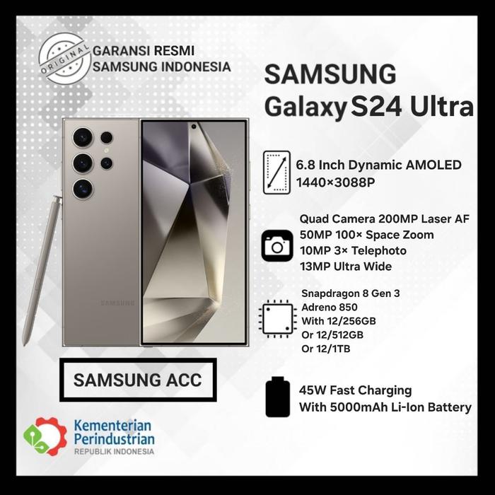 Gambar Samsung Galaxy S24 Ultra 5G Garansi Resmi SEIN - Titanium Gray, 12GB/256GB dari SAMSUNG ACC undefined Tokopedia