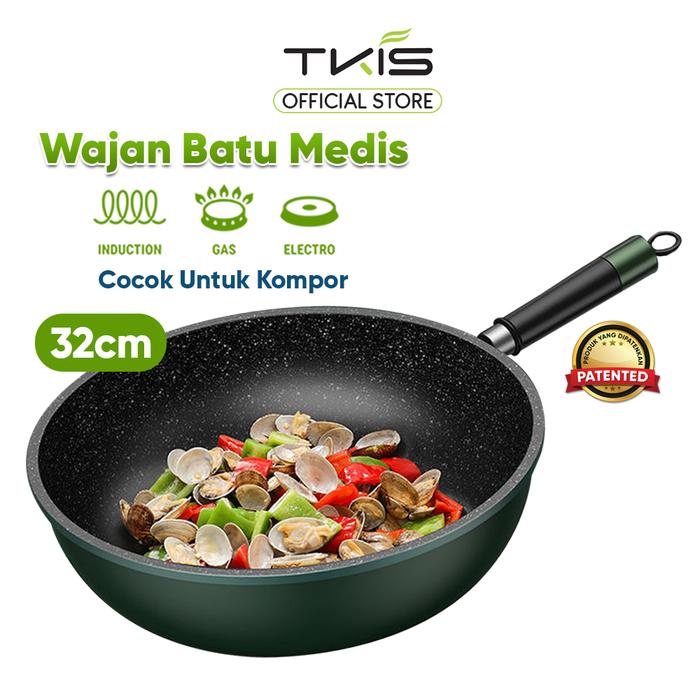 Gambar TKIS Panci set Wajan Hijau Anti Lengket Batu Medis dengan Tutup Kaca - Wajan Hijau dari TKIS OFFICIAL SHOP undefined Tokopedia