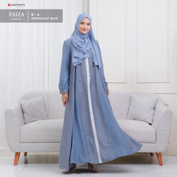 Gambar Baju Sarimbit Keluarga + Yasmeera Family Set Faiz & Faiza Quiet Blue - Gamis Ibu, XXL dari Qabus undefined Tokopedia