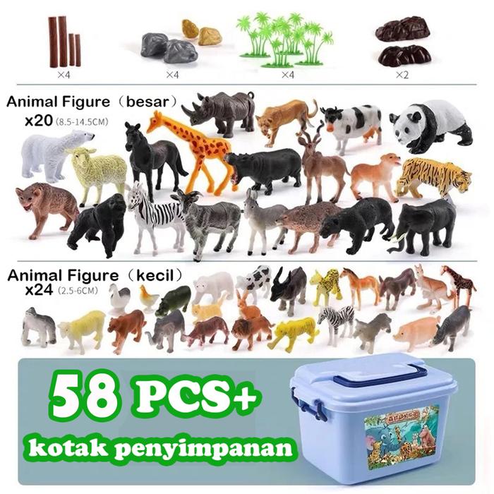 Gambar Mainan Hewan Animal Set  Koleksi Mainan Binatang Karet - 58Pcs dari kidditoy undefined Tokopedia
