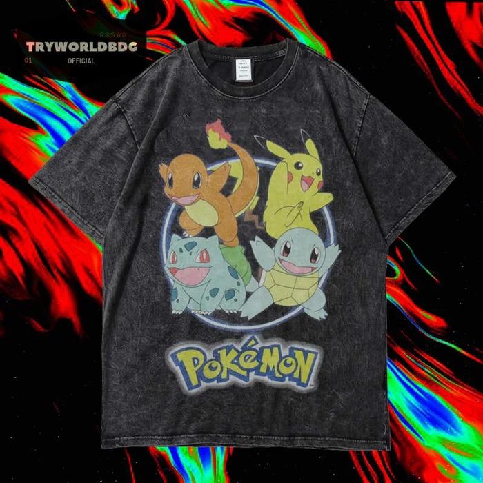 Jual POKEMON PIKACHU STONE WASH OVERSIZED T-SHIRT VINTAGE TEE