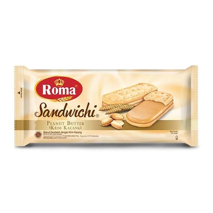 Gambar ROMA SANDWICHI KRIM COKELAT/PEANUT 206 G BISKUIT ROMA ROTI KACANG - KACANG dari Asia Grocery undefined Tokopedia