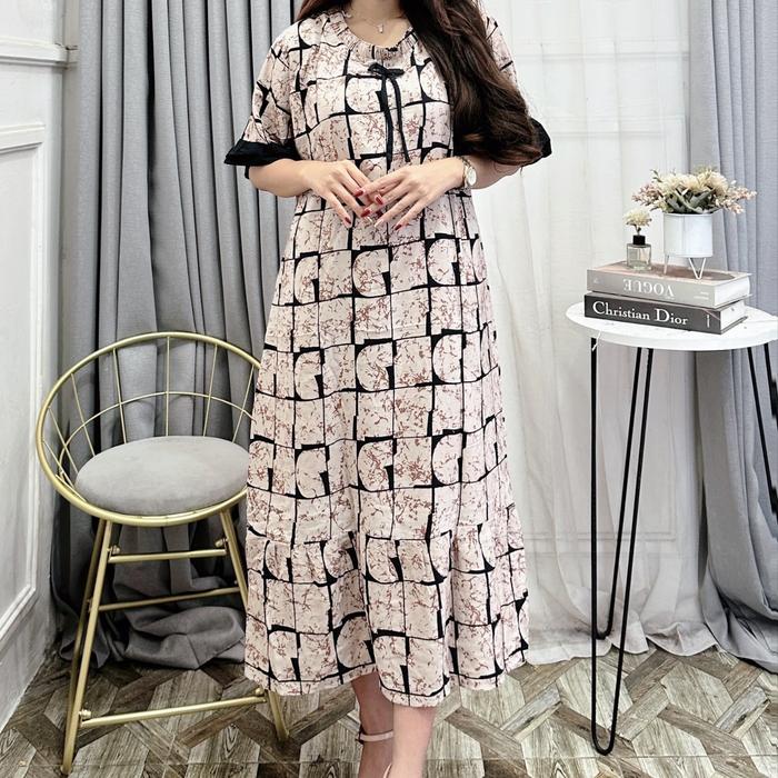 Gambar Daster Sogan batik pita motif best seller rayon premium adem tebal Bunga Dress Daster Wanita Nyaman - Kotak, All Size dari Dasterr Pusat undefined Tokopedia
