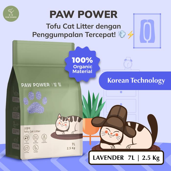 Gambar PAW POWER Tofu Cat Litter Pasir Gumpal Soya Korea Wangi 7L - Lavender - Full Size dari Only Pets undefined Tokopedia