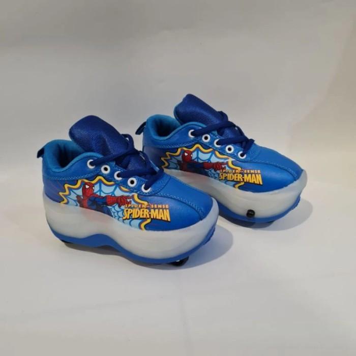 Gambar Sepatu Roda 4 Anak / Sepatu Roda Led Karakter / Roller Shoes Roda 4 - 8 Spidermen, 32 dari Atlast0ys undefined Tokopedia