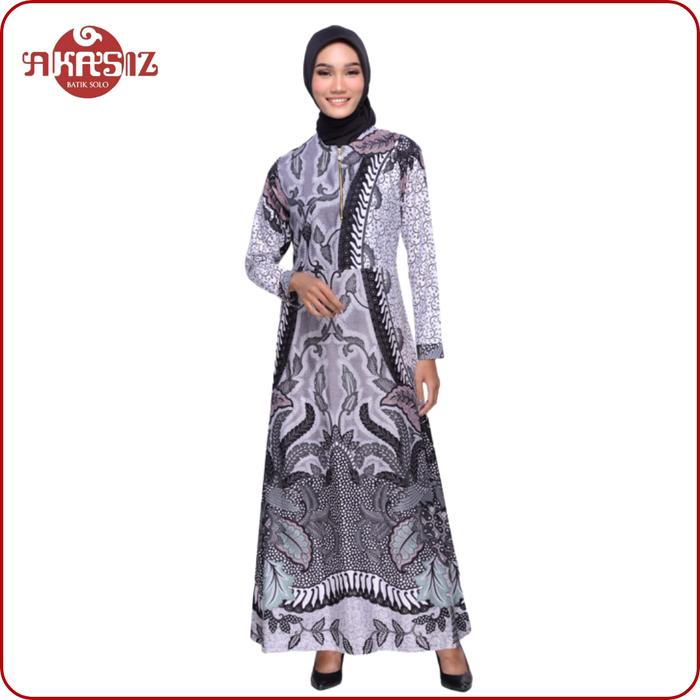 Gambar CGF23 - Couple Gamis Batik Sogan Set Keluarga Muslim Hijab Morina Abu - Gamis Ibu, M dari akasizbatik undefined Tokopedia