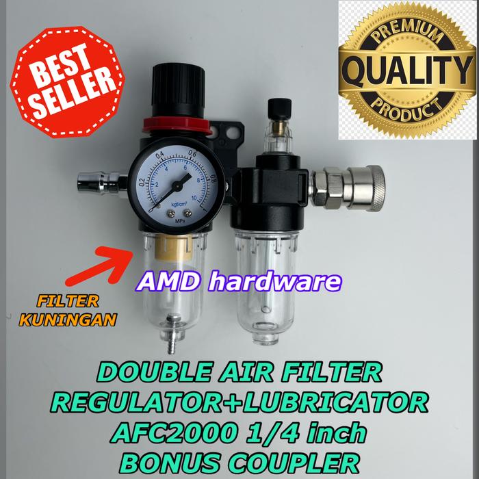 Gambar AIR FILTER REGULATOR+LUBRICATOR DOUBLE Kompresor Angin ORIGINAL TEKIRO - WHPC CHINA dari AMD hardware undefined Tokopedia