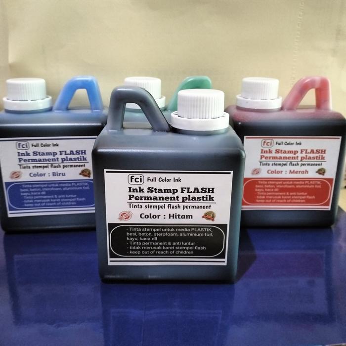 Gambar Tinta stempel flash plastik permanen bisa untuk semua media isi 500 ml - Hitam, 500 ML dari full color Ink undefined Tokopedia