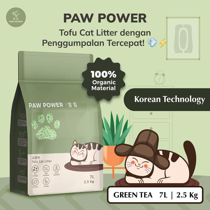 Gambar PAW POWER Tofu Cat Litter Pasir Gumpal Soya Korea Wangi 7L - Green Tea - Full Size dari Only Pets undefined Tokopedia