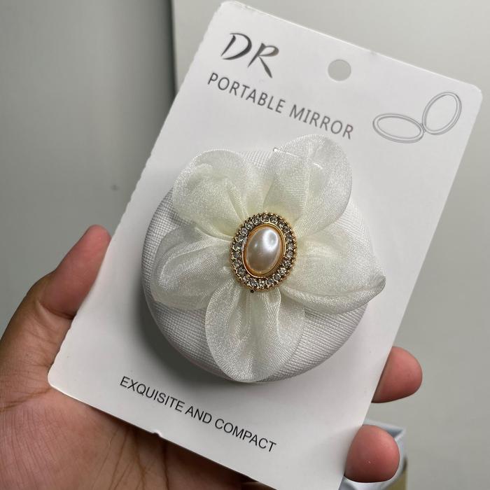 Gambar DR Portable Mirror Motif Bunga Cermin Mini Lipat Kaca Rias Make Up - WHITE dari GUDANG SKINCARE SBY Kota Surabaya Tokopedia