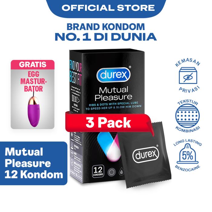 Gambar Durex Mutual Pleasure 12s x 3pcs + Gratis Hadiah - Kondom Gerigi + Tahan Lama Pria dari Durex Store undefined Tokopedia