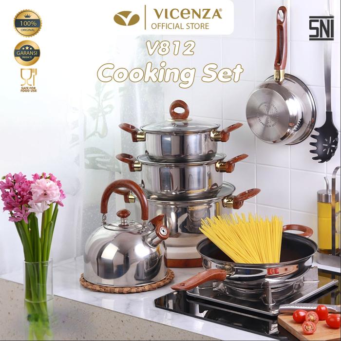 Gambar Vicenza Cookware Set Peralatan Masak Memasak Panci Wajan V812 dari Vicenza Official undefined Tokopedia