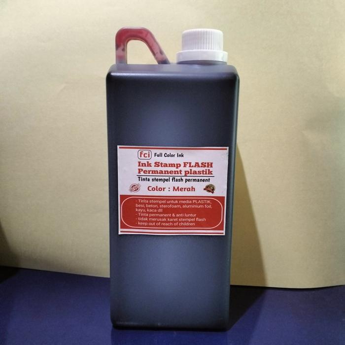Gambar Tinta stempel flash plastik permanen 1 liter - Merah, 1 Liter dari full color Ink undefined Tokopedia