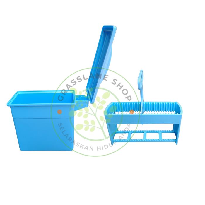 Gambar Staining Jar Rack Rak Pewarnaan Pengecatan Preparat Lab Plastik ABS - Biru 25 Slide dari grasslane shop undefined Tokopedia