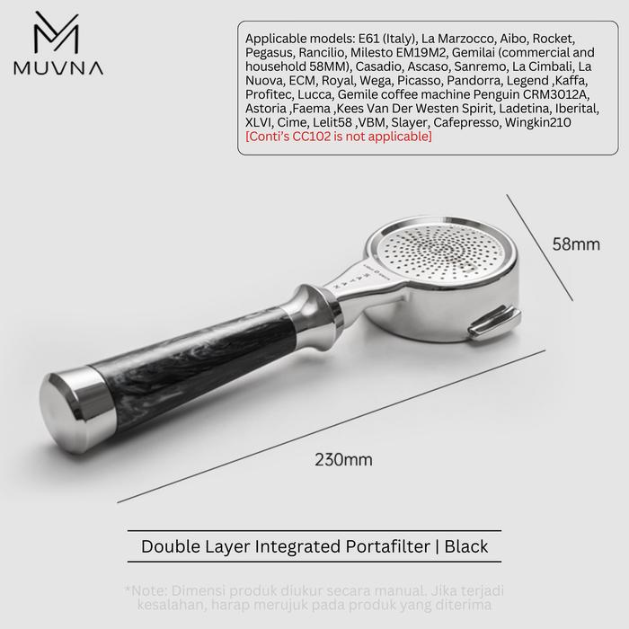 Gambar MUVNA Integrated Portafilter 58mm E61 Double Layer Espresso Coffee - Black dari Muvna Indonesia Store undefined Tokopedia