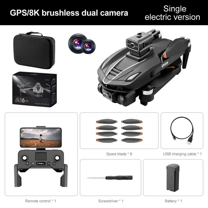 Gambar Drone S136 GPS dual kamera 4K optical flow wifi camera terbang stabil Brushless - A16 PRO dari ARZANI HOBI undefined Tokopedia