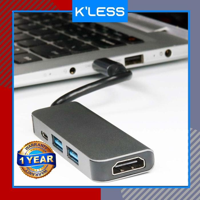 Gambar USB HUB 3.0 Type C Adapter Multi Port for  Macbook & Windows Extension - 4 in 1 USB HUB dari K'Less undefined Tokopedia
