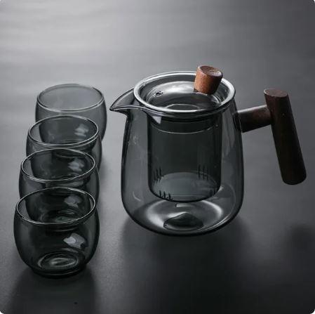 Gambar Teko Kendi Teh Kopi Rempah Kaca Saringan Tahan Panas Minimalis 480 ml - HITAM TRANSPARA dari RUMAHINAJA undefined Tokopedia