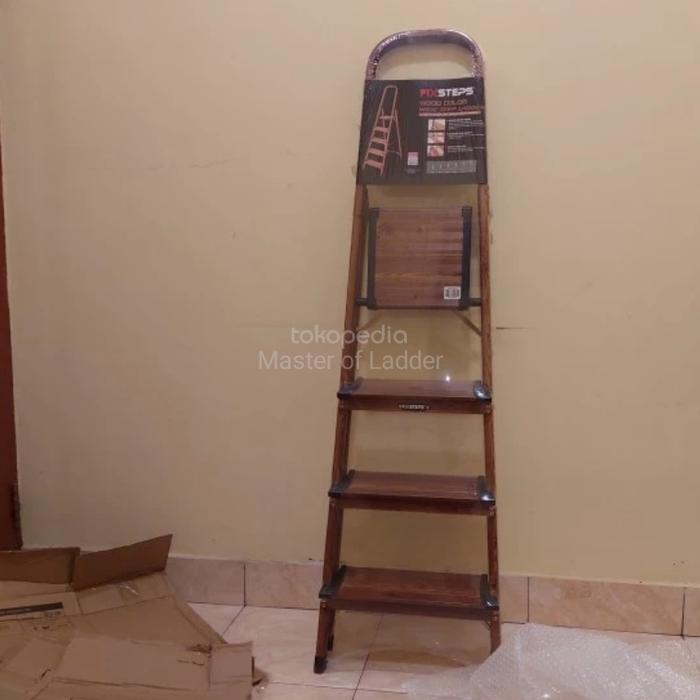 Gambar Krisbow Tangga Aluminium 4 Step Motif Kayu - Fixstep dari Master of Ladder undefined Tokopedia