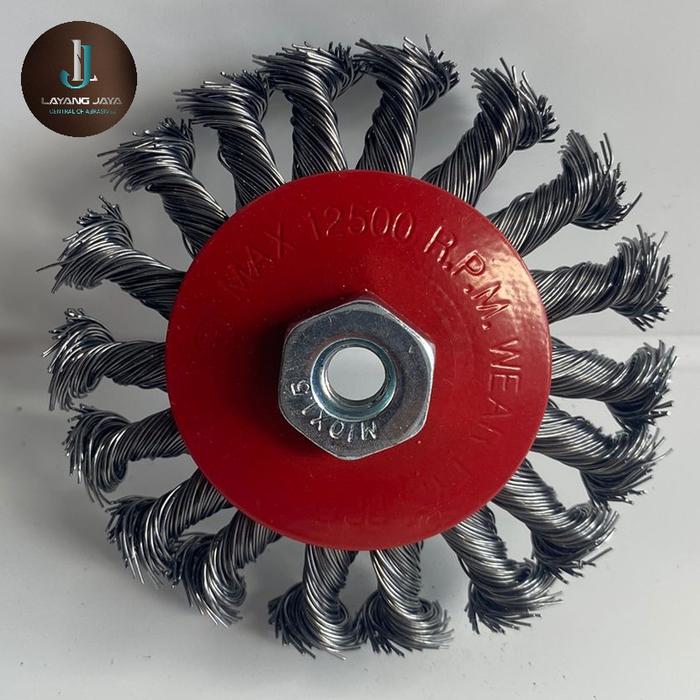 Gambar sikat kawat gerinda 4 inch/wire brush disc - kepang dari Layang Jaya undefined Tokopedia