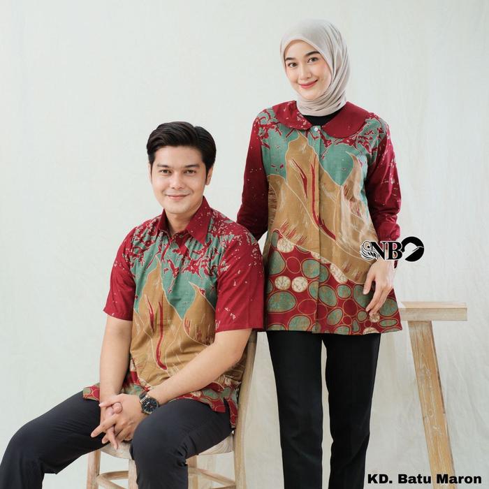 Gambar Baju Batik Pasangan Modern Terbaru Baju Batik Couple Terbaru Katun - Meylika Sage, L dari Batik A A Pekalongan undefined 5 Tokopedia
