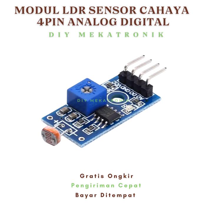 Gambar Modul LDR Sensor Cahaya 4Pin Analog Digital For Arduino Uno Mega 4 Pin dari DIY Mekatronik undefined Tokopedia