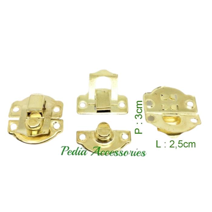 Gambar KUNCI DUS BESAR/ KUNCI KOTAK PLAKAT/PENGAIT BOX 2,5x3cm Pak Isi 100pcs - GOLD DAUN dari Pedia Accessories undefined Tokopedia