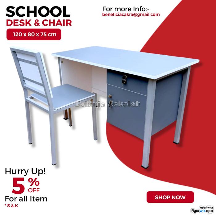Gambar Meja Kursi Guru 120 x 80 x 70 cm meja guru besi blockboard hpl - Ekspedisi Lain dari Meja Kursi Belajar Sekolah undefined Tokopedia