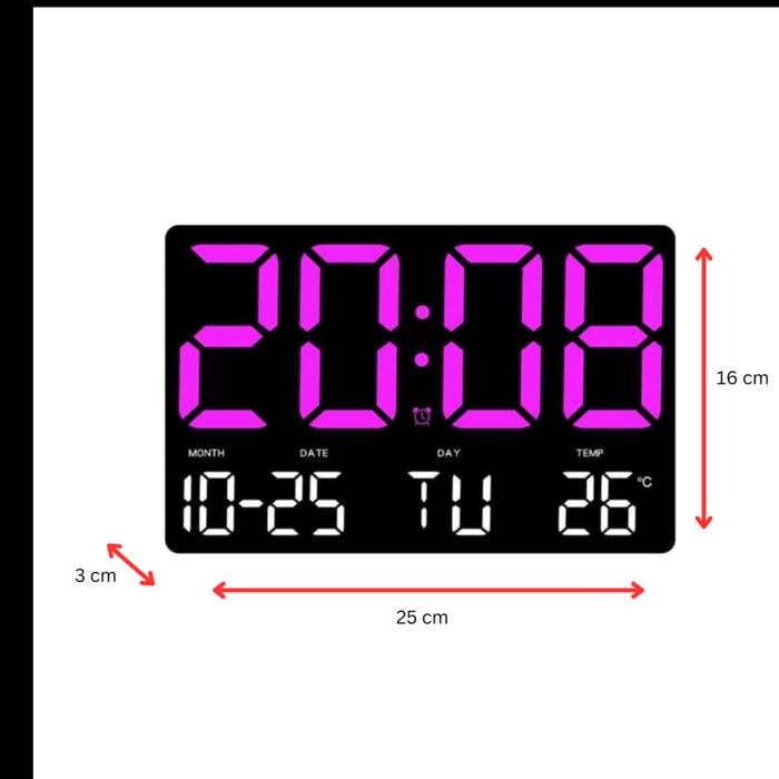 Gambar Jam Digital Led Clock Alarm Dinding / Meja Jumbo 0717L - Merah Muda dari DIGITAL GROSIR undefined Tokopedia