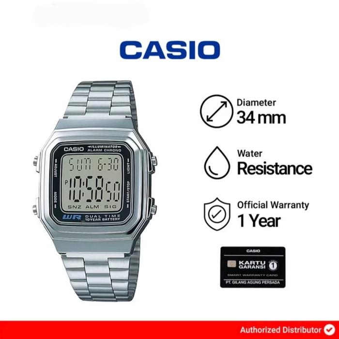 Casio Orologio Uomo Vintage A178WA-1ADF – Quarz, Analogico-Digitale, Acciaio Inox – Collezione Casio Vintage