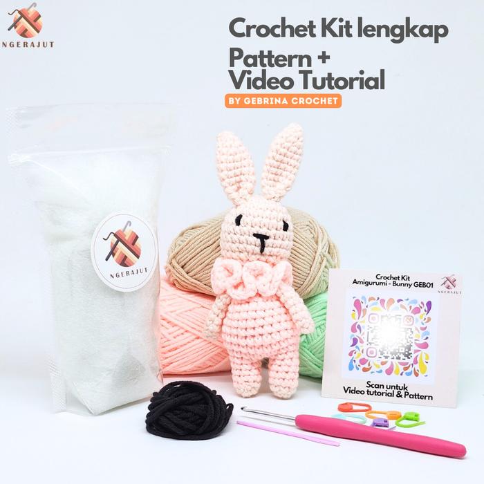 Gambar DIY Crochet Kit Paket Belajar Rajut Pemula-Amigurumi Bunny - Apricot dari Ngerajut undefined Tokopedia