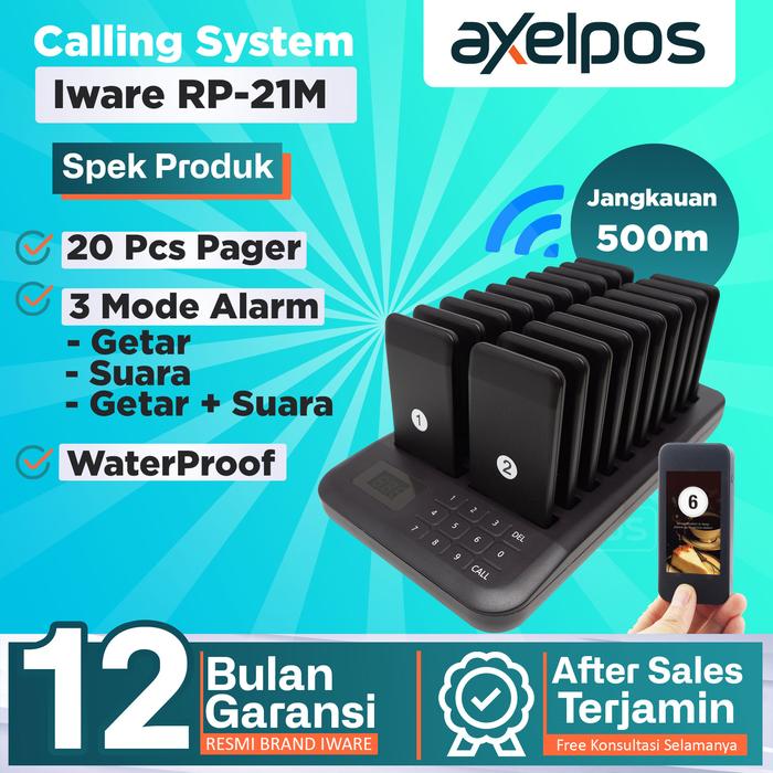 Gambar Wireless Calling System Restaurant Pager - Mesin Antrian Alarm Cafe - RP21M dari Axelpos undefined Tokopedia