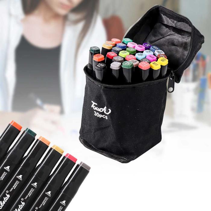 Gambar Touch spidol warna dual side set fine art marker brush mewarnai lukis - 30 Warna dari king satu undefined Tokopedia