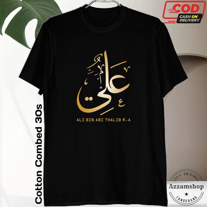 Gambar Ali bin abi thalib kaos dakwah pria muslim distro cotton combed 30s - Hitam Gold, S dari Azzamshoptangerang undefined Tokopedia