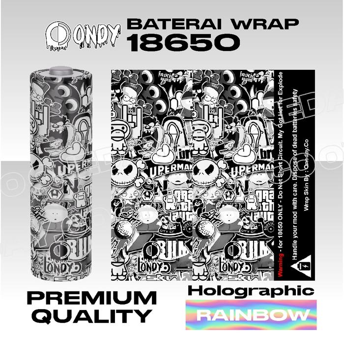 Gambar Wrap Skin Pelindung Baterai 18650 Hologram Stiker Black Series By ONDY - BW 1 dari ONDY.CO undefined Tokopedia