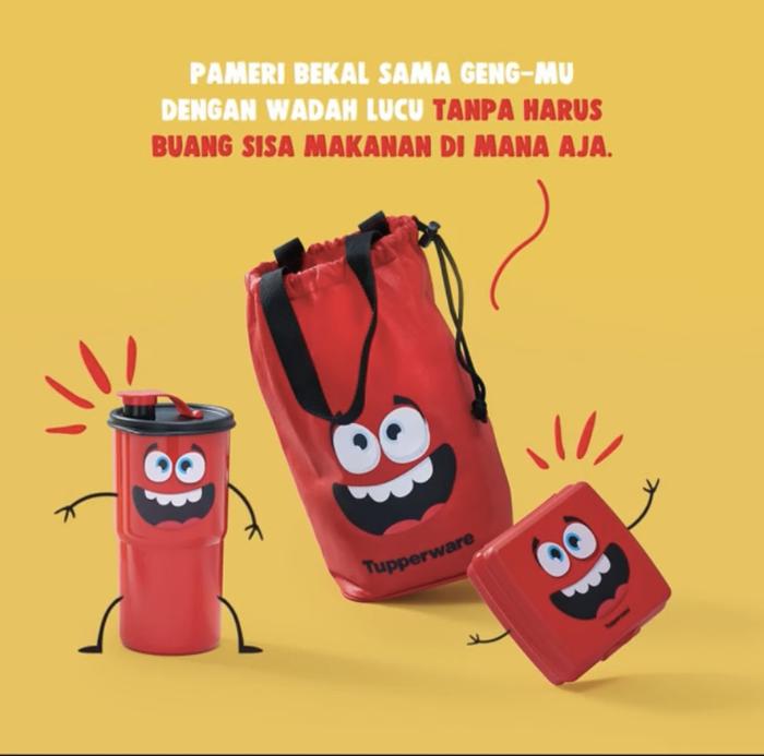 Gambar Tempat makan dan minum anak Tupperware Transformer Lunch set - Merah dari Tokoantum undefined Tokopedia