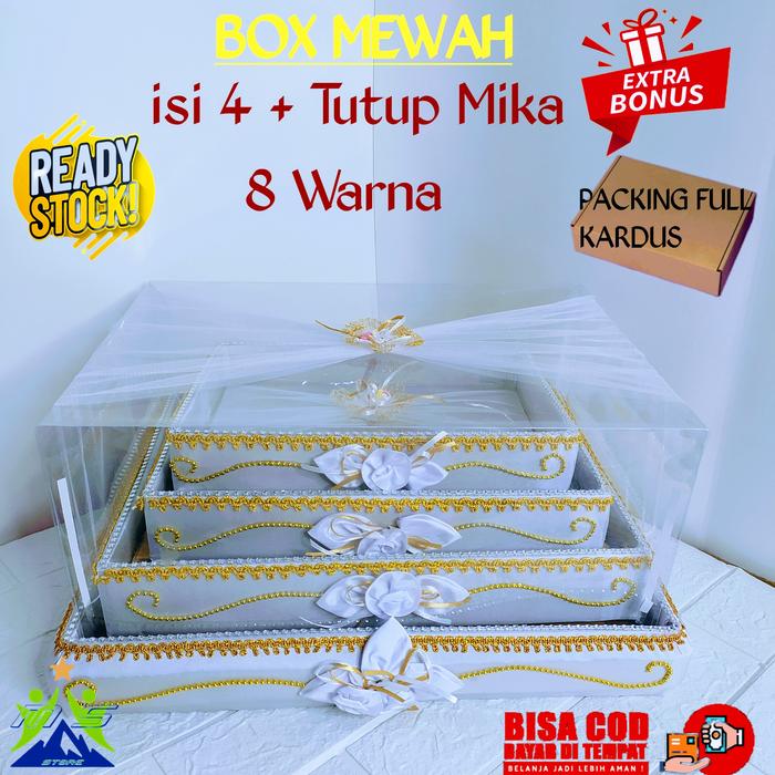 Gambar Kotak Hantaran Seserahan Pernikahan Isi 4 Box Tempat Mahar Pengantin - Putih, BOX MEWAH dari DUATIGACRAFT undefined Tokopedia