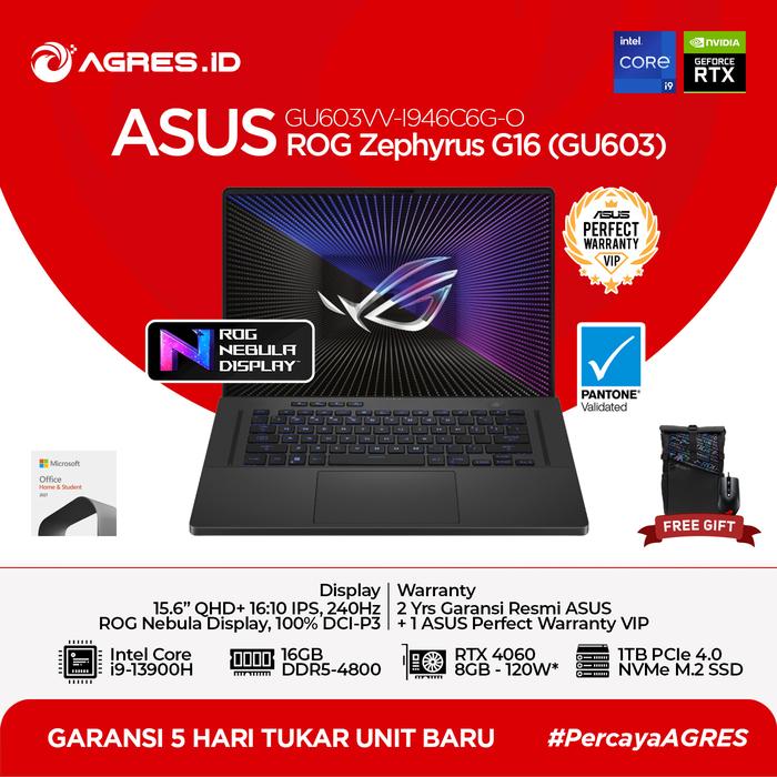Gambar Asus ROG Zephyrus G16 GU603VV | i9 13900H 16GB 1TB RTX4060 dari AGRES ID JOGJA undefined Tokopedia