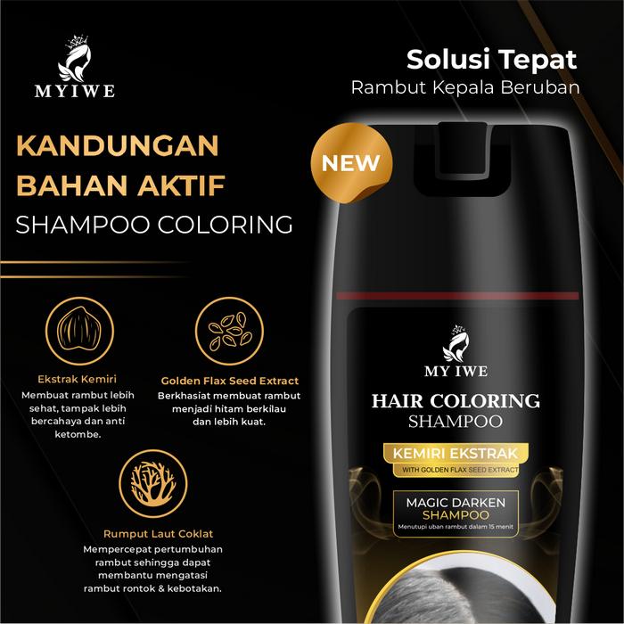 Gambar myiwe hair coloring shampoo penghitam rambut uban Original berGaransi - Myiwe Shampo dari Auliaskin Official undefined Tokopedia
