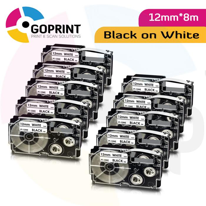 Gambar Label Tape K-Label 12mm 8m Compatible Printer Casio KL-60 KL-120 EZ - Black on White dari GoPrint Solutions undefined Tokopedia
