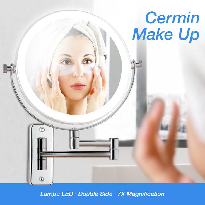 Gambar Kaca Cermin Makeup LED Wastafel Tempel Dinding Kamar Mandi 7X Folding - 7X Led dari insideflow id undefined Tokopedia