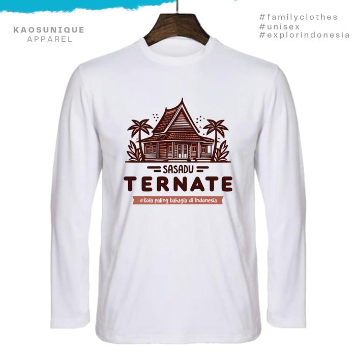 Gambar KAOSUNIQUE T-Shirt Ternate Sasadu - Unisex Katun Combed 20s Sablon DTG - Putih-Lg.Pnjang, M dari Kaos Unique undefined Tokopedia