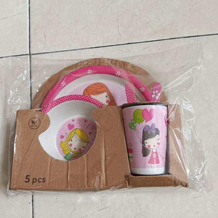 Gambar Piring Makan Anak Set - Feeding Set Tableware - GIRL dari Lalalen Baby Grosir undefined Tokopedia
