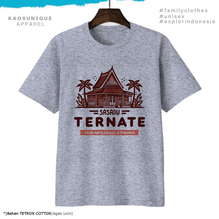 Gambar KAOSUNIQUE T-Shirt Ternate Sasadu - Unisex Katun Combed 20s Sablon DTG - Abu Misty, XXL dari Kaos Unique undefined Tokopedia