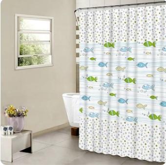 Gambar Shower Curtain Tirai Gorden Kamar Mandi Plus Pengait 180x180Cm B01 - FISH dari Perkakas Retailindo undefined Tokopedia