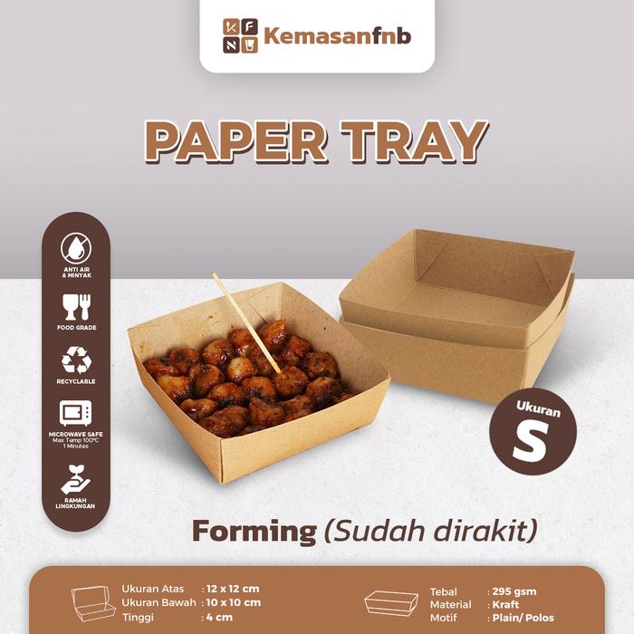 Gambar Paper Lunch Box & Paper Tray Kertas Kraft/ Ivory Ukuran S, M, L - Tray S dari Kemasanfnb undefined Tokopedia