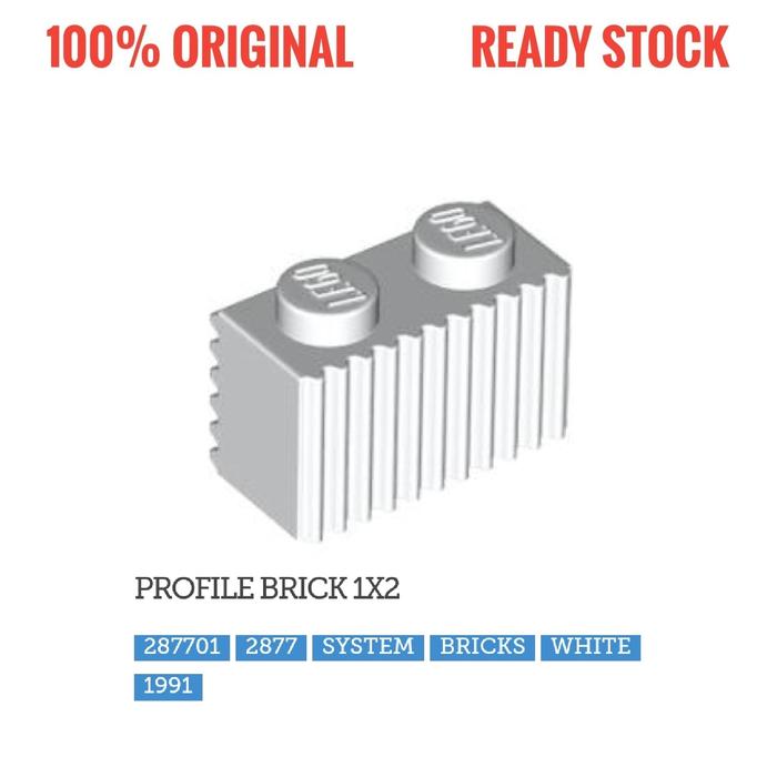 Gambar Lego Part 2877 Brick, Modified 1x2 with Grille Fluted Profile - Putih dari Lil-McBrick undefined Tokopedia