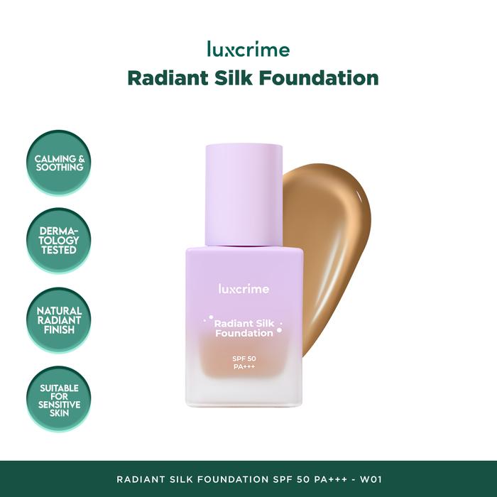 Gambar Luxcrime Radiant Silk Foundation SPF 50 PA+++ - W01 dari luxcrime undefined Tokopedia