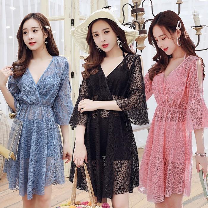 Gambar Set Baju Renang Wanita Model 3 In 1 Set Baju Renang Multifungsi - XL, Biru dari HomewareIndonesia undefined Tokopedia